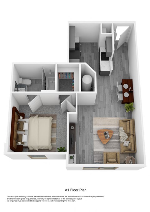 a 3d floor plan of a 2100 sq ft apartment
